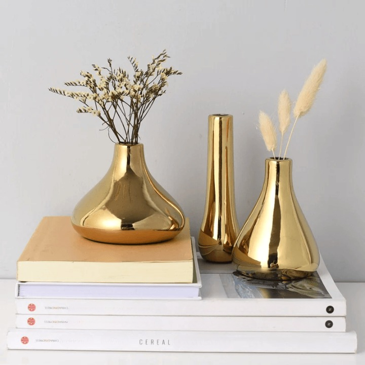 Golden Mini Ceramic Vase